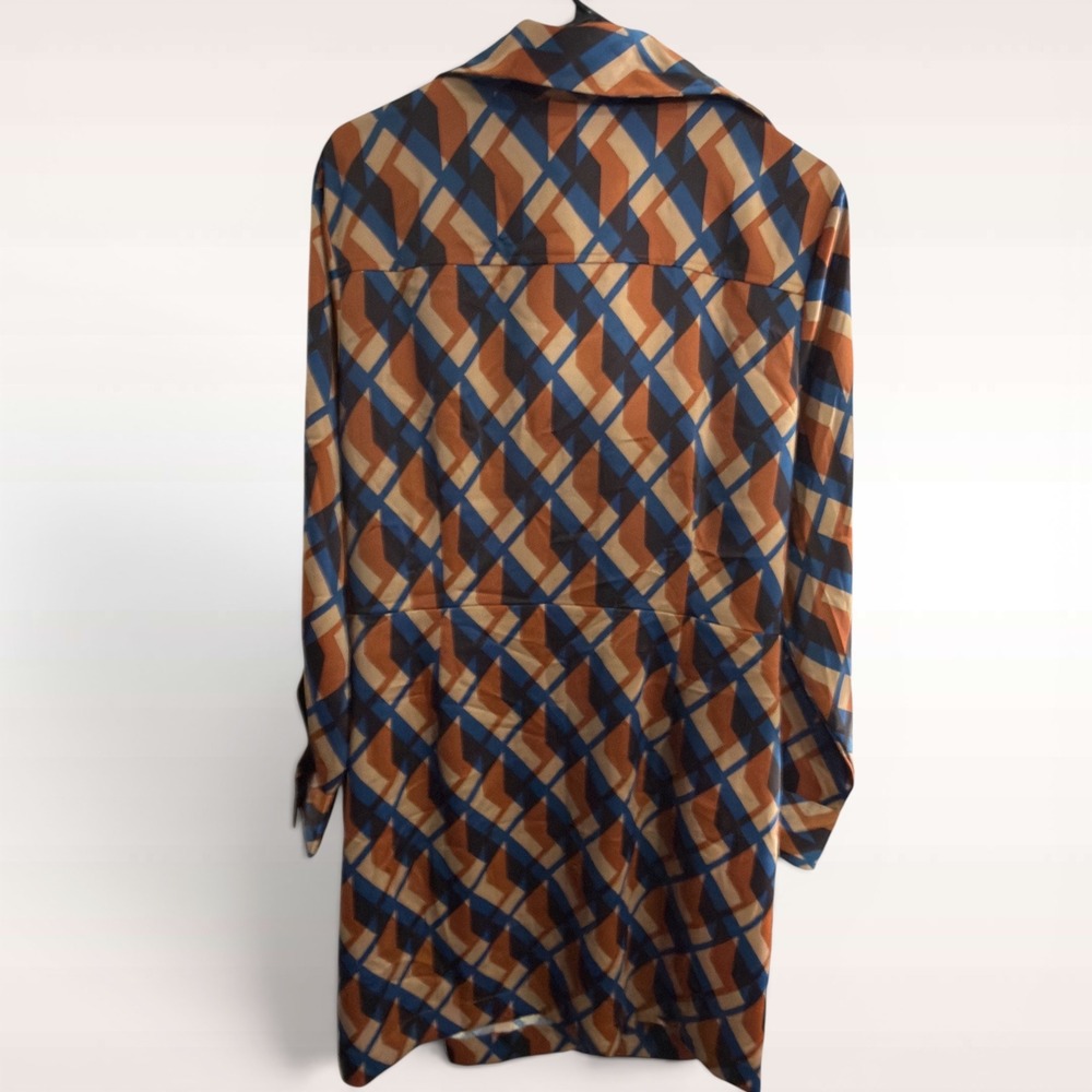 Banana Republic Dress Womens 18 Faux Wrap Geometric Print Long Sleeve Mini Plus‎ - Picture 3 of 7